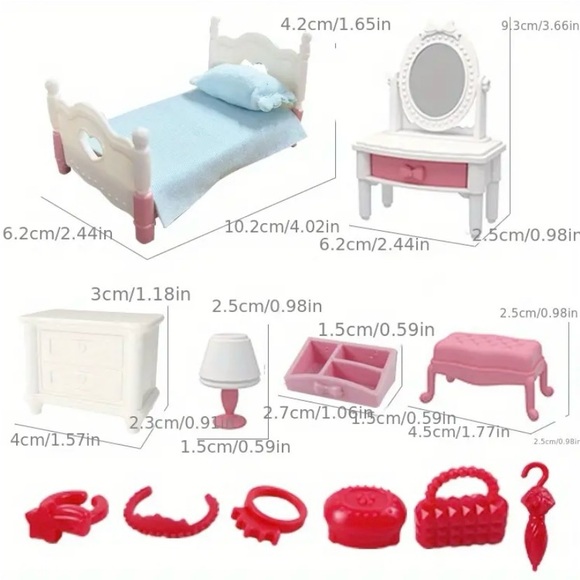 Pink and White Miniature Doll Furnishings - 1 Remaining. - Picture 3 of 15